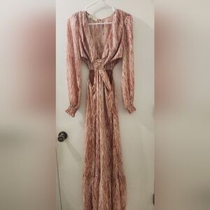 Kate Pratt Elegant Pink Long Sleeve Dress, Size Medium. Peruvian clothing brand.